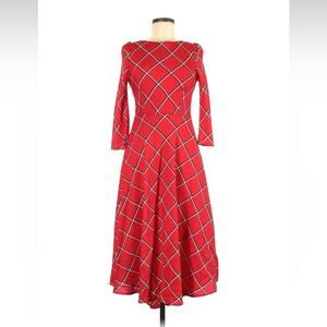 Gyalwana hi lo red check elegant dress, size 9 160/84A SMALL